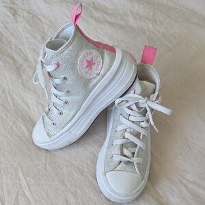 Converse Kids' Glittery White and Pink Sneakers